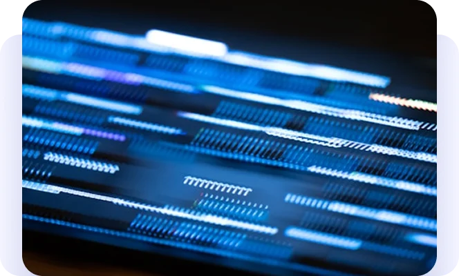 Abstract close-up of blue digital data lines on a screen.